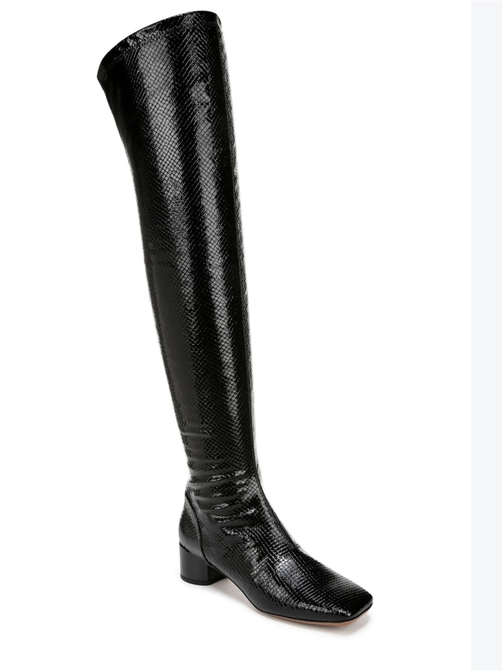 Franco Sarto Novara Over the Knee Boot black size 6 vegan croc embossed new